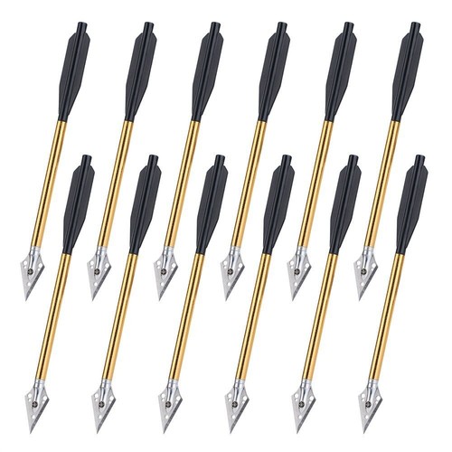12Pcs Pistol Crossbow Bolts 6.5" Aluminium Arrows Broadhead Hunting Mini Archery - Picture 6 of 12
