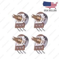 4pcs B500K Guitar Potentiometers Brass 15mm Short Shaft Pot US 24 Spline Fine