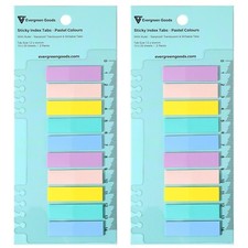 Evergreen Goods Sticky Index Tabs 2 Pack, 400 Sheets 10 Pastel Colours