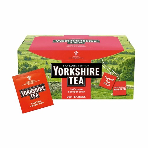 Yorkshire Tea Individually Wrapped 200 Enveloped String & Tag Tea Bags
