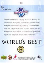 2004-05 Upper Deck World's Best #WB6 Joe Thornton - NM-MT - Image 2 of 2