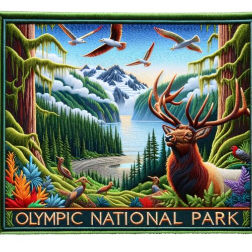 Patch Parc National Olympique brodé fer à repasser applique nature insigne montagne - Photo 1 sur 12