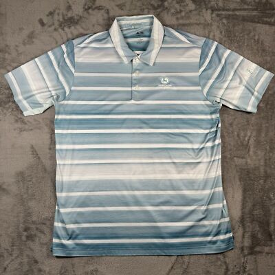 Adidas Mens Polo Shirt Golf ClimaCool Blue White Stripe XL Short Sleeve 