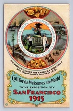 CALIFORNIA WELCOMES THE WORLD PANAMA PACIFIC INTERNATIONAL EXPOSTION POSTCARD