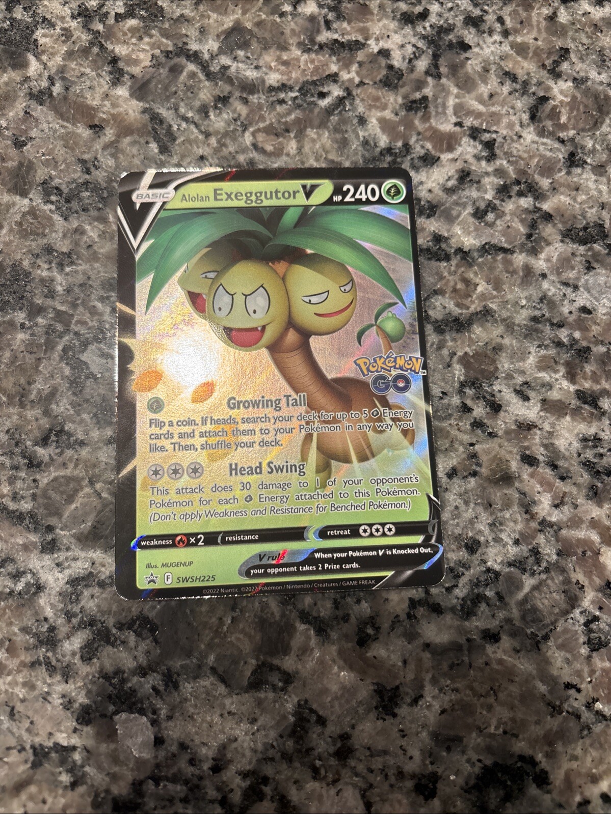Pokemon GO Alolan Exeggutor V SWSH225 Sword & Shield Holo Black Star Promo NM