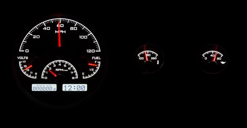 Dakota Digital 55-86 Jeep CJ Sistema de Calibre Analógico Negro Aleación Blanco VHX-55J-K-W Foto 2 de 4