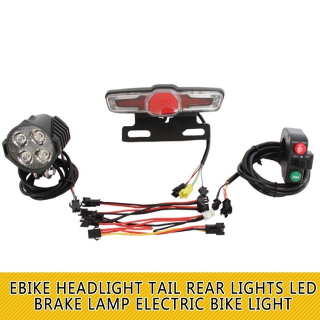 2460V Ebike Headlight Tail Rear Lights LED Brake Lamp Electric Bike Light Kit eBay