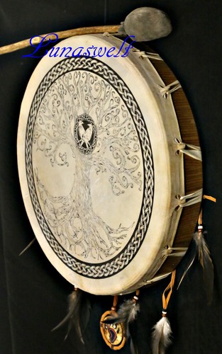 Schamanentrommel Rahmentrommel Tree of Life Ø ca.40 cm mit Schlegel - Bild 3 von 4