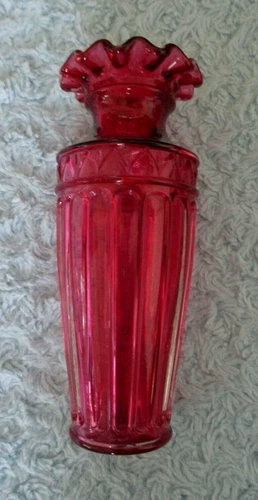 Fenton Arched Column Vase Cranberry Glass with Petticoat Rim EUC