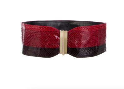 Diane Von Furstenberg Snake Embossed Leather Belt Red Black Slide Closure S Diane Von Furstenberg Snake Embossed Leather Belt Red Black  main image 4