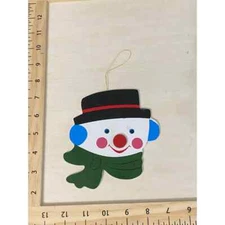  Christmas Ornament Vintage Snowman Head Hat Scarf 5 in x 5 in x 5 mm