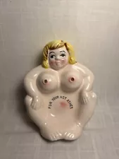 VINTAGE CERAMIC FOR YOUR HOT ASHES NAKED FEMALE ASHTRAY 5.5” TALL