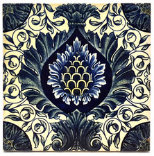 Antique 8" Persian Style Ceramic Tile by Maw & Co C1890