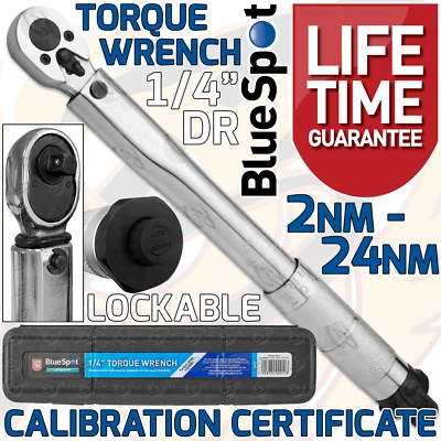 1/4" Drive Calibrated Torque Wrench Adjustable Reversible Micrometer 2nm - 24nm