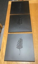 Guardman Set Of 3 Metal Mirrored Fern Leaf Tiles, Wall Art Contemporary