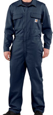 Carhartt Mens Twill Coveralls Sz 48 Short Navy Blue Long Sleeve NEW Flame Resist