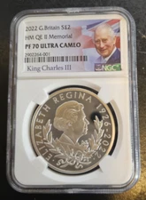 2022 GREAT BRITAIN - HM QE II 1 oz Silver Coin - NGC PF 70 ULTRA CAMEO-BOX/COA