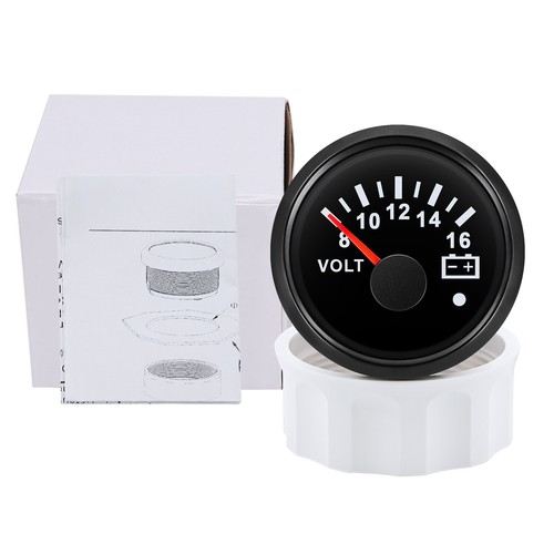 52mm Black Universal Voltmeter Gauge 8-16V Voltage 7 Colors LED For Boat Car - Foto 16 di 16