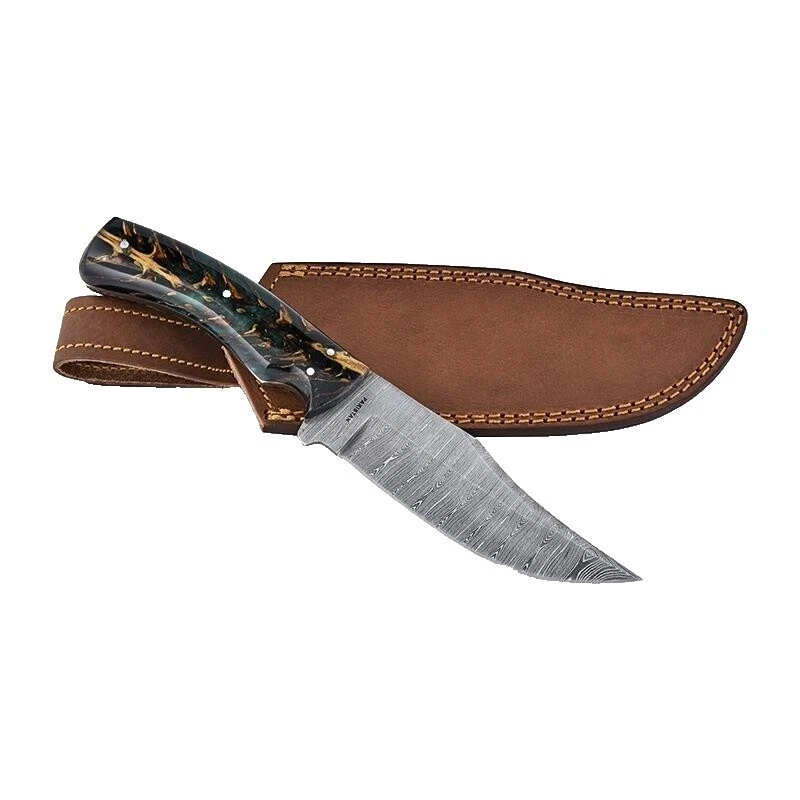 Mango de madera Hoja de acero de Damasco cuchillos Bowie modernos de colección Cuchillos de Hoja Fija