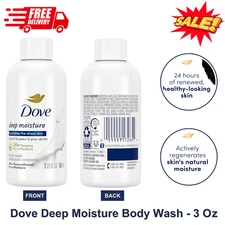Dove Deep Moisture Body Wash,3 Oz,24HR Moisture, Nourishes Dry Skin,Sulfate-Free