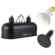 Dual Reptile Light Fixture,Reptile Heat Lamp Fixture with 150W Basking Bulb C...