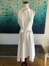 Tommy Hilfiger Women's Button Front Sleeveless Dress  White Size S