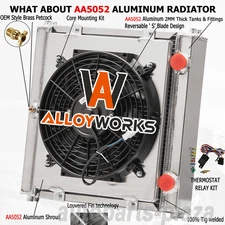 4 Row Aluminum Radiator+Shroud Fan Kit For Double Pass Dragster Roadster NEW