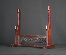 KATANA-KAKE Japanese Wooden Openwork Sword Rack Stand 2 Hooks Karakusa Watermark