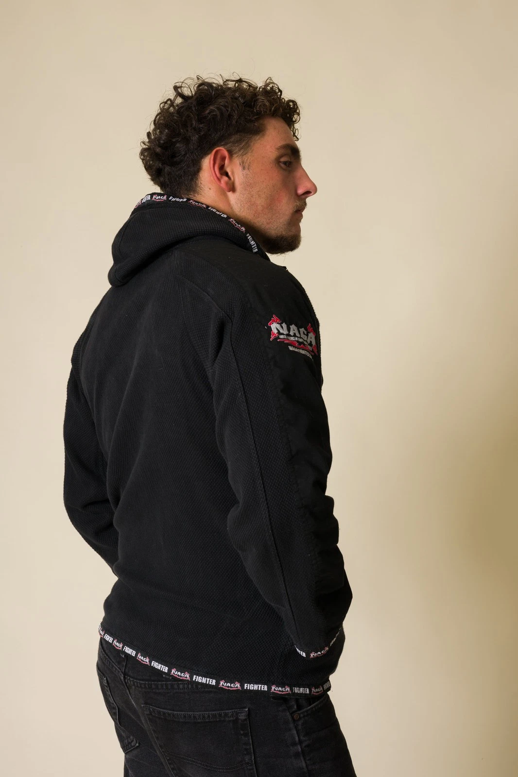 NAGA Fighter Black Flame Logo Zip Grappling Hoodie Jacket Unisex image 5