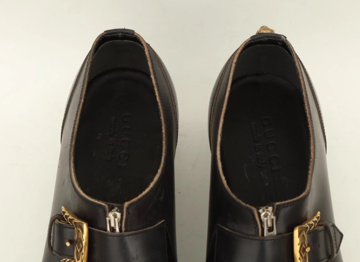 Gucci Quebec Buckle Monk Strap Mens Shoes Size UK 10/ US 10.5 in