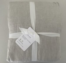 Pottery Barn Belgian Linen Duvet Cover K/CK & 3 Euro Shams, Natural Flax Color