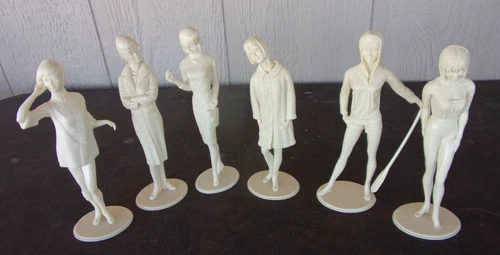Vintage Lot 6 MARX Campus Cuties Unpainted Original Female Figures 1964