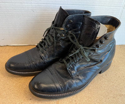 Vintage Womens Sz 6 D Churchill England Custom Black Leather Boots 355201