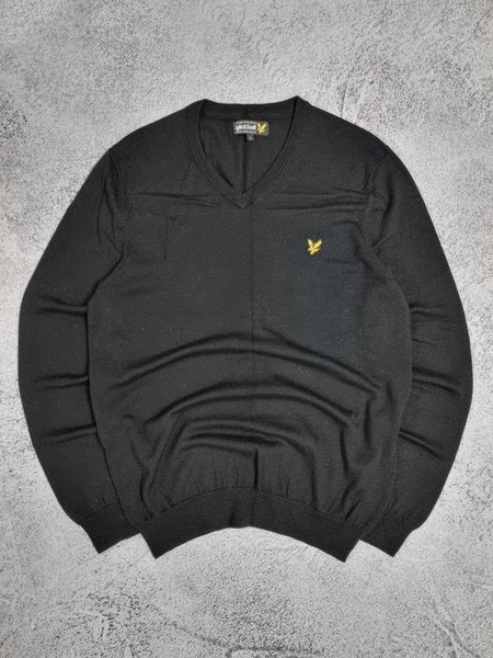Men Lyle & Scott Sweater Black Wool 40 /L / 48 #5Q2I