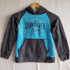 Quiksilver Blue Gray Pullover Hoodie Boys Size 7 Skate Surf