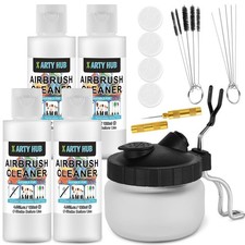 Airbrush Cleaning Kit - 4 x 4.05 fl oz Cleaner, Glass Pot, Water-Based  Acrylic