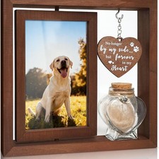 Rotating 4x6 Pet Memorial Photo Frame Wood Dog Cat Gift Keepsake