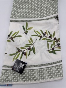 Tissus Toselli DAMAGED!! Amande Round Olive Tablecloth 70” 100% Cotton