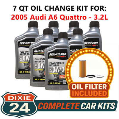 Fits: 2005 Audi A6 Quattro 3.2L 6,000 Mile Synthetic Oil & Filter Kit (0W-30)
