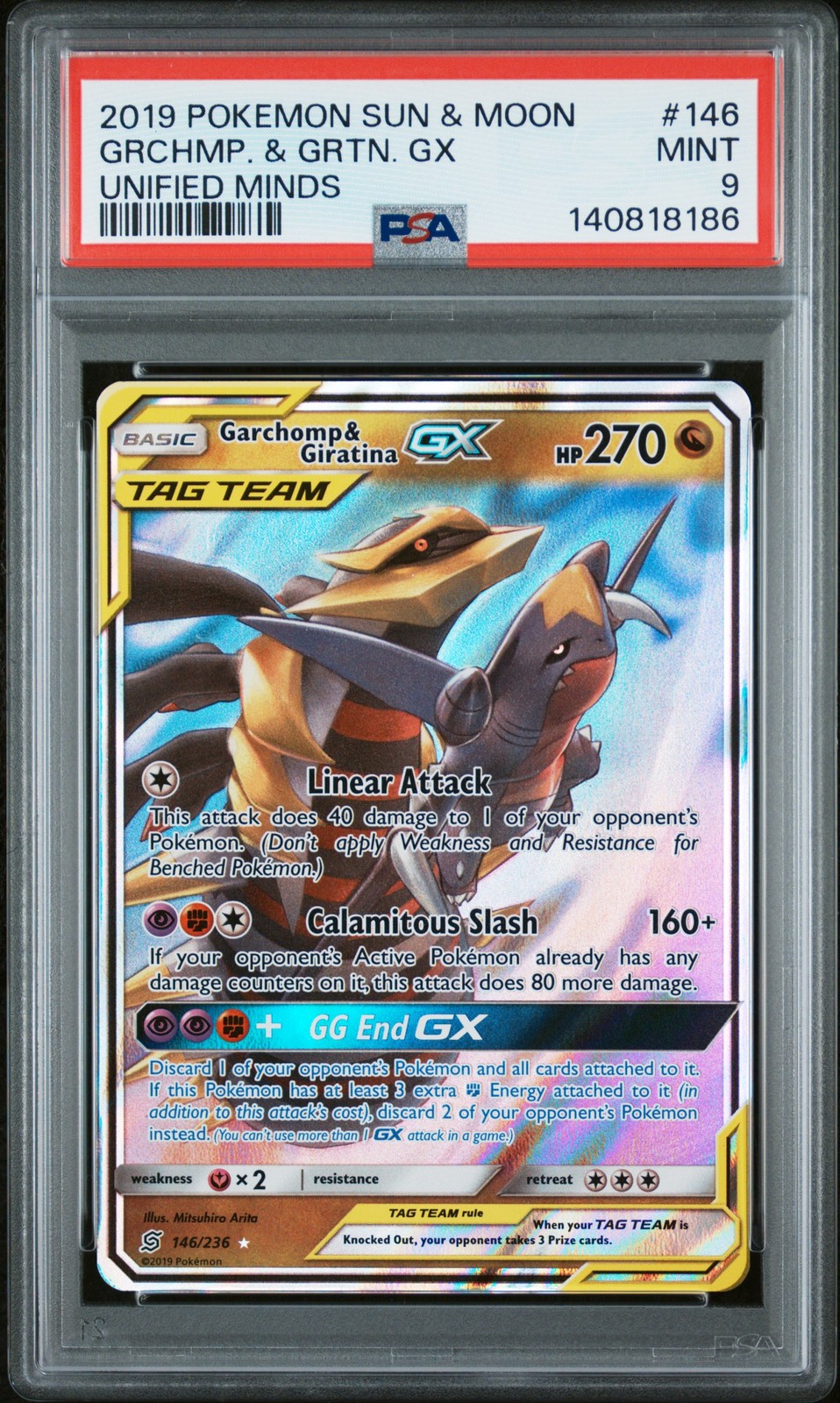 Garchomp & Giratina GX 146/236 Pokemon Unified Minds Tag Team #146 MINT PSA 9