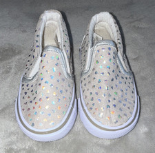 Tommy Bahama Unisex toddlerUS 7 Glitter Heart Fabric Low Top Slip-On Shoes