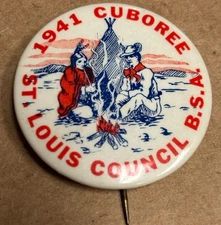1941 Rare Buy Scout St Louis Council Cuboree Button Pinback