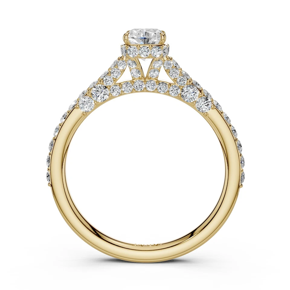 Anillo de compromiso de diamantes talla cojín conjunto micro pavé circa halo GIA F VVS2 1,02 quilates Foto 3 de 3