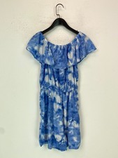 Next Blue Tie Dye Off Shoulder Playsuit Short Sleeve Elastic Waist UK10 NEW