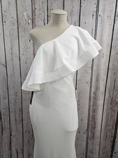 New Lulus White One Shoulder Ruffle Bodycon Formal Mermaid Maxi Dress XL NWT