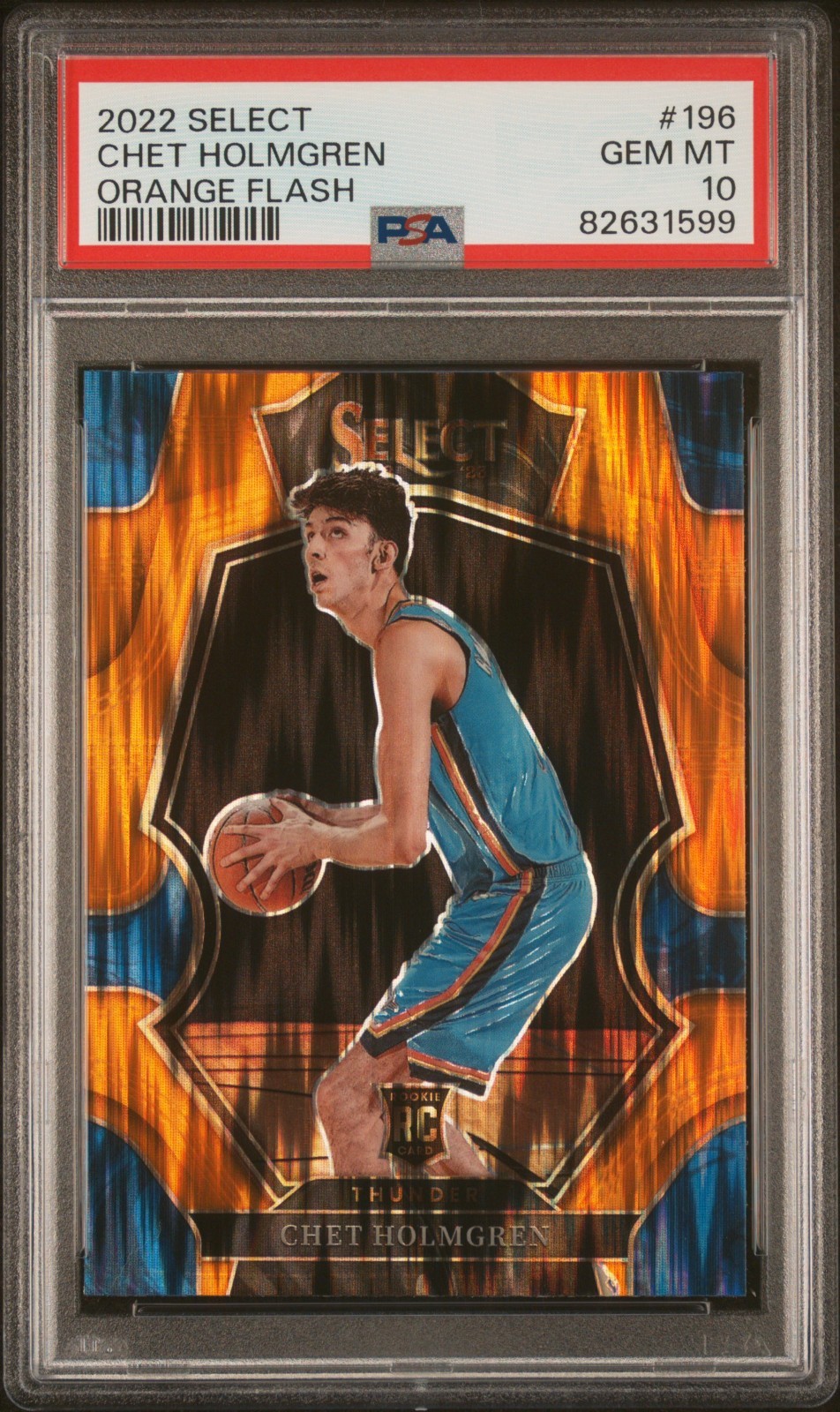 2022 PANINI SELECT ORANGE FLASH #196 CHET HOLMGREN ROOKIE RC PSA 10
