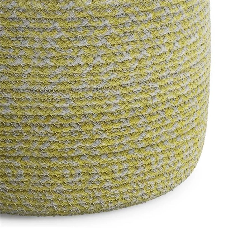 Bayley Transitional Round Braided Pouf in Muted Yellow and Natural Cotton - Image 4 of 4
