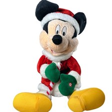 Disney Mickey Mouse Musical Navidad Peluche Juguete Papá Noel Sombrero Conjunto Probado