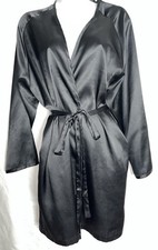Victoria s Secret Women's OS Black Satin Short Robe Pockets