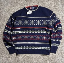 Vintage Chaps Ralph Lauren Handframe Knit Sweater Sz Medium Wool Hong Kong Nwt
